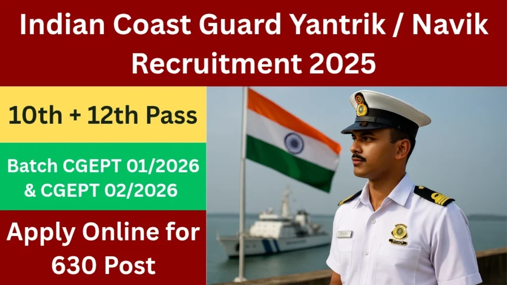 Indian Coast Guard Yantrik / Navik Recruitment 2025